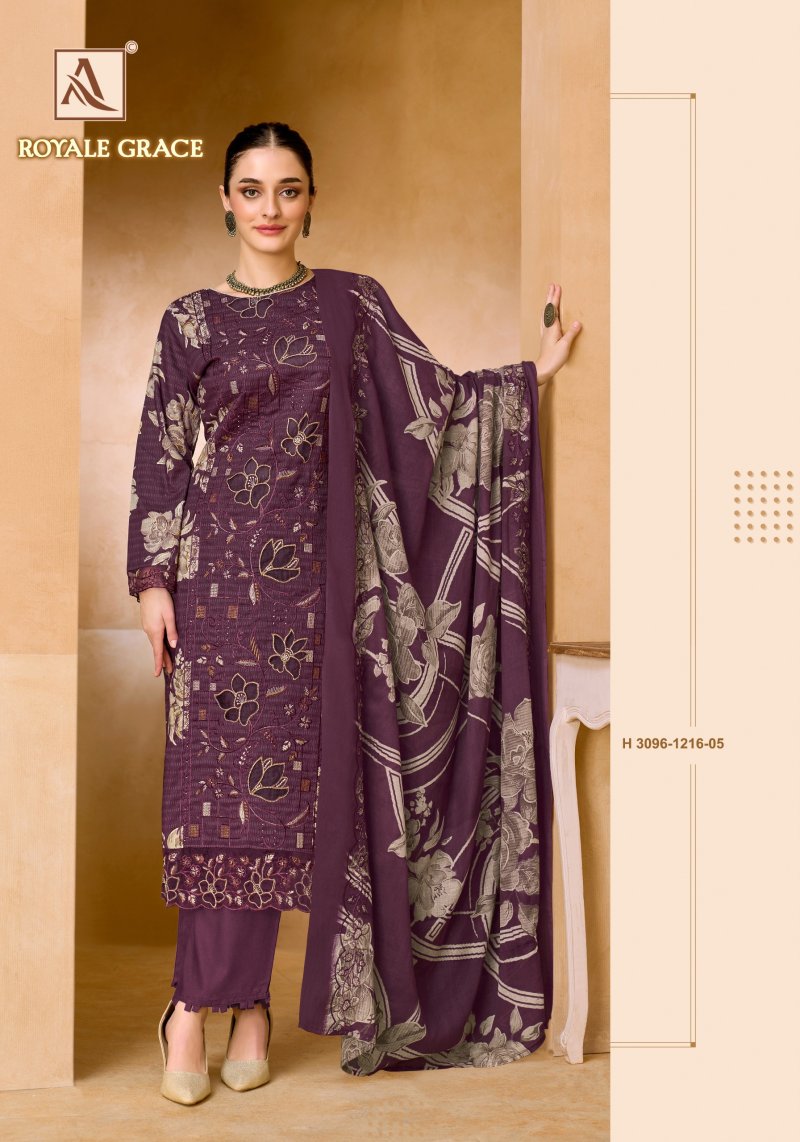 Royale Grace By Alok Cambric Cotton Dress Material